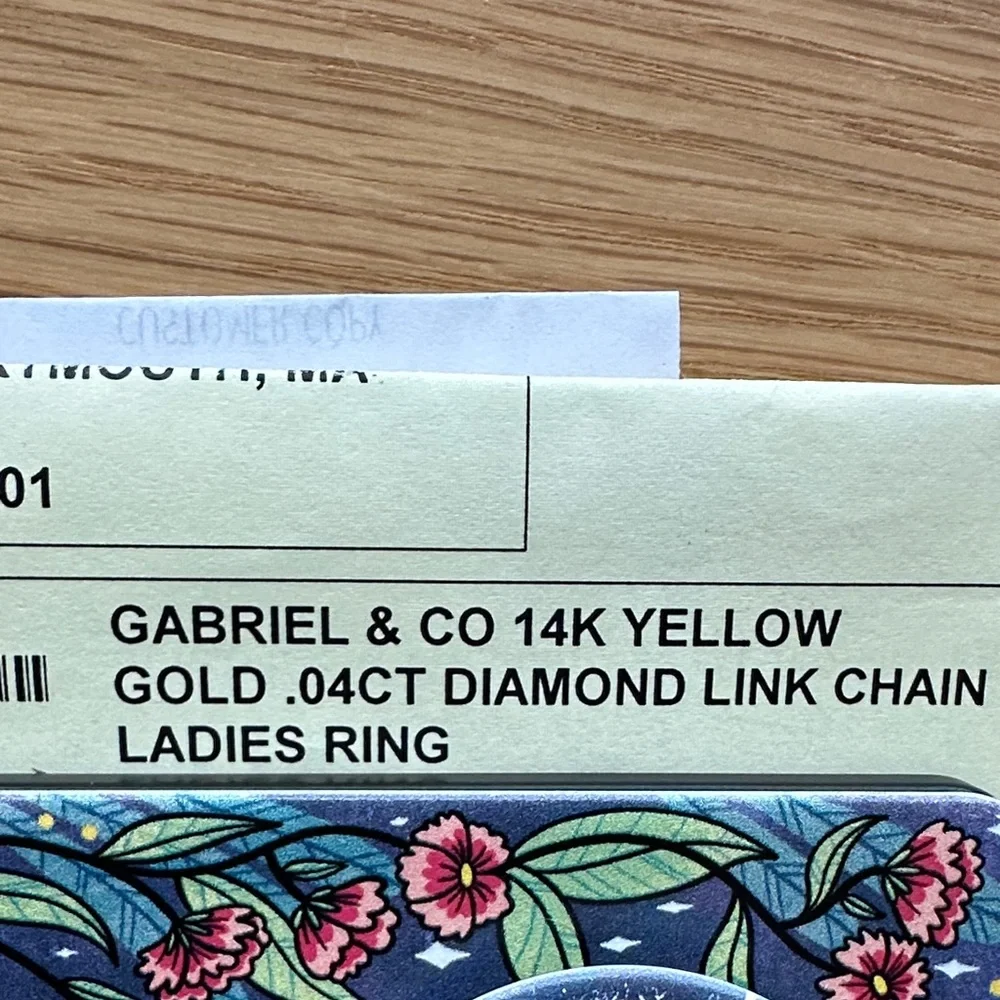 Gabriel & Co 14K Yellow Gold Diamond Link Chain Ring - Picture 4 of 8